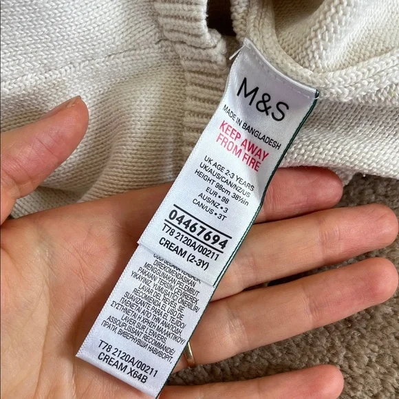 M&S Cream Ruffle Button-Up Knit Cardigan - Picture 3 of 3